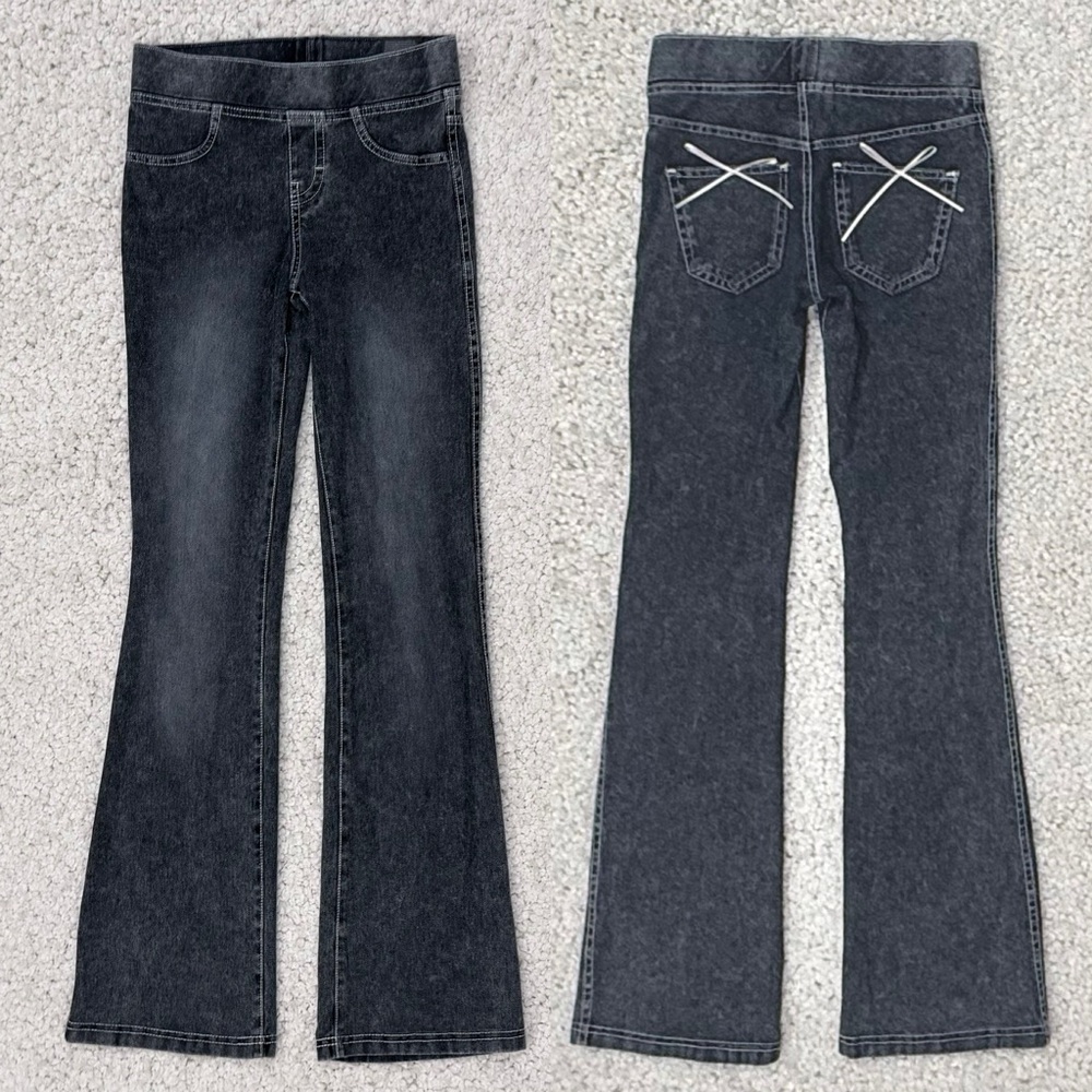 H&M Girls Flare Jeans with bow ribbon back pockets